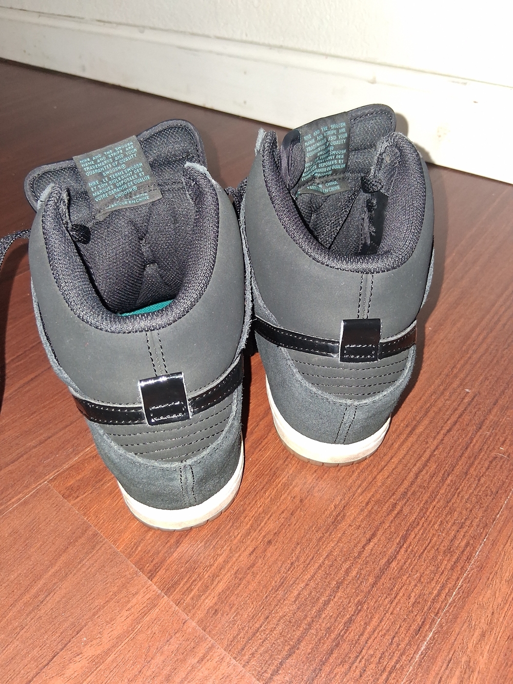 Nike Black and Teal High-Top Sneakers - Picture 2 of 6